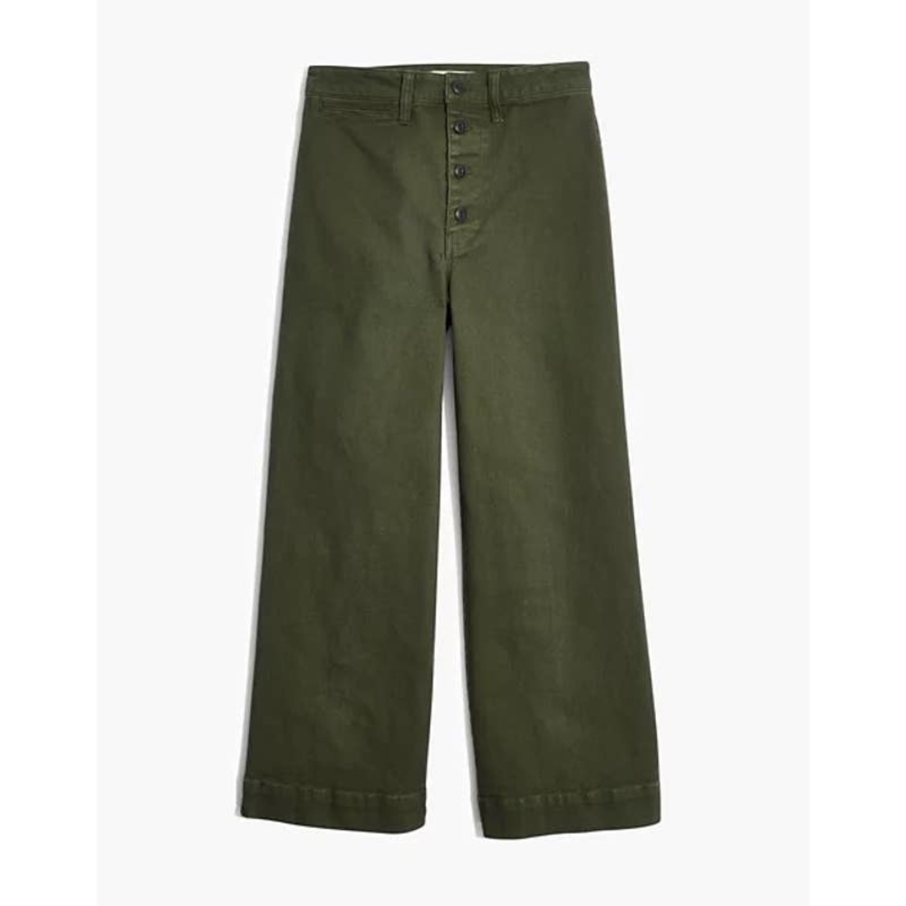 Madewell Size 26 Emmett Wide-Leg Crop Pant Olive Green K1160